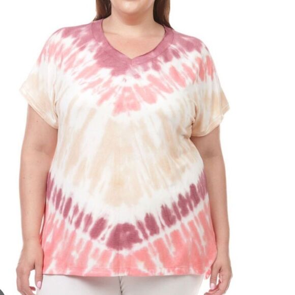 VON MAUR V-NECK TIE DYE PINK/BLUE/PURPLE 2 PK M & L NWT IN PACKAGING - Picture 1 of 6